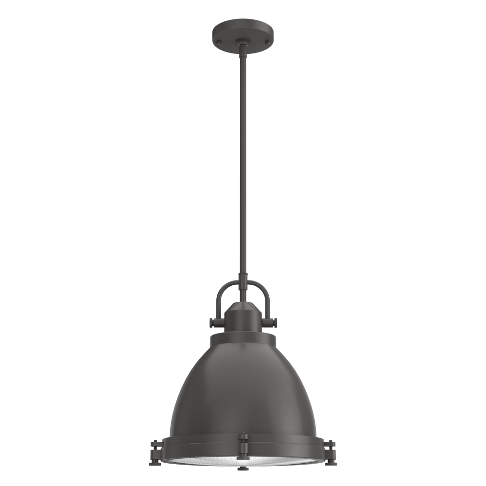 Hunter Bridgemoor Noble Bronze with Clear Holophane Glass 2 Light Pendant Ceiling Light Fixture