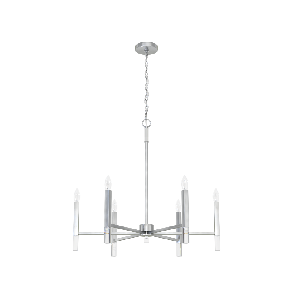 Hunter Sunjai Brushed Nickel 6 Light Chandelier Ceiling Light Fixture