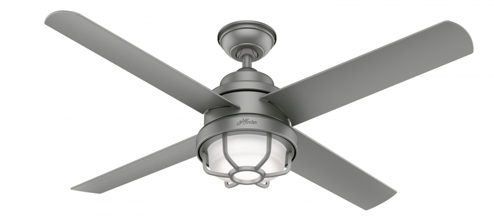 Hunter 54 inch Searow Matte Silver WeatherMax Indoor / Outdoor Ceiling Fan with LED Light Kit