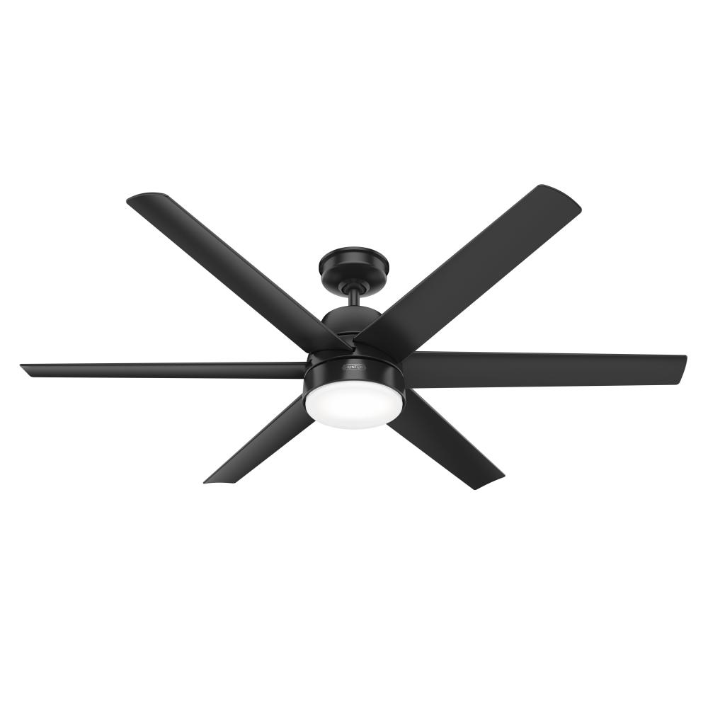 Hunter 60 in Skysail Matte Black Weather Max Indoor/Outdoor Ceiling Fan with LED LT Kit & Wall Cntrl