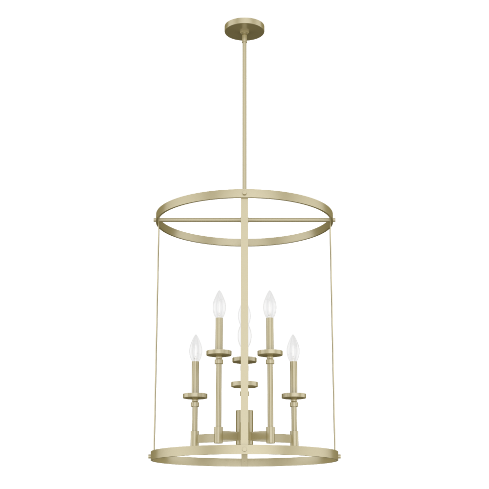 Hunter Briargrove Modern Brass 6 Light Chandelier Ceiling Light Fixture