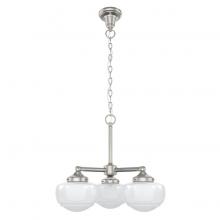 Hunter 19355 - Hunter Saddle Creek Brushed Nickel with Cased White Glass 3 Light Chandelier Ceiling Light Fixture