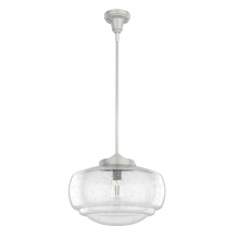 Hunter 19193 - Hunter Saddle Creek Brushed Nickel with Seeded Glass 1 Light Pendant Ceiling Light Fixture