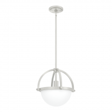 Hunter 19233 - Hunter Wedgefield Brushed Nickel with Frosted Cased White Glass 1 LT Pendant Ceiling LT Fixture