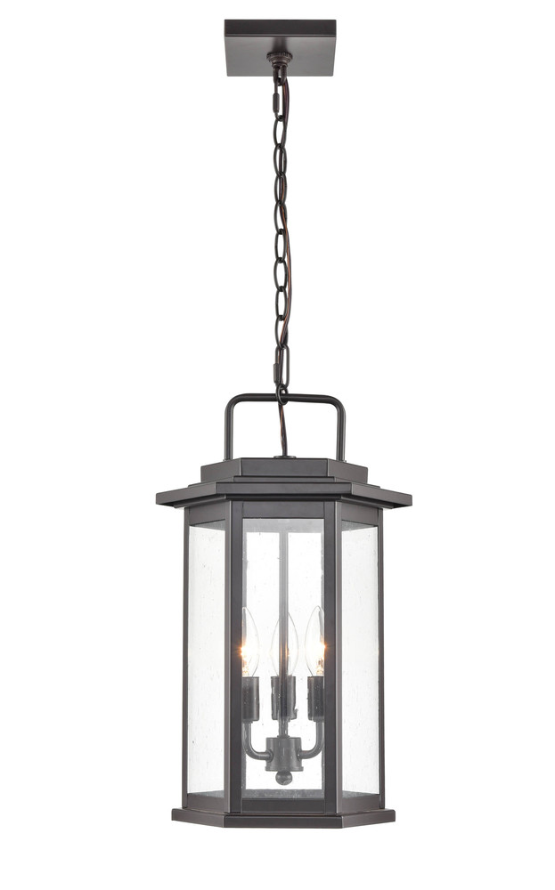 Ellis 3-Light Outdoor Hanging Lantern Powder Coated Bronze