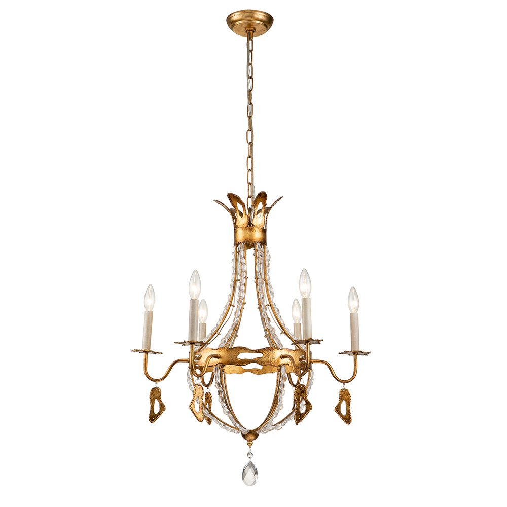 Monteleone 6 Light Chandelier in Antique Gold