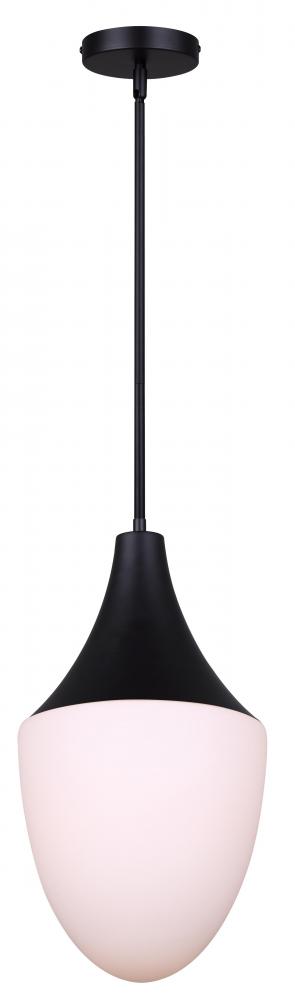 EVLIN, IPL1121A01BK, MBK Color, 1 Lt Rod Pendant, Dual Mount, Flat Opal Glass, 60W Type A