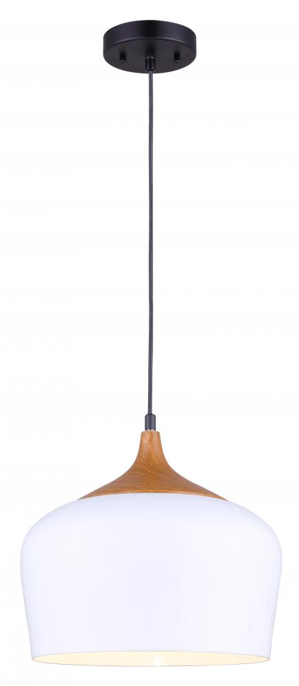 RAPHAEL, 1 Lt Cord Pendant, White Aluminun Shade, 100W Type A, 11 3/4" (W) x 13" - 60" (