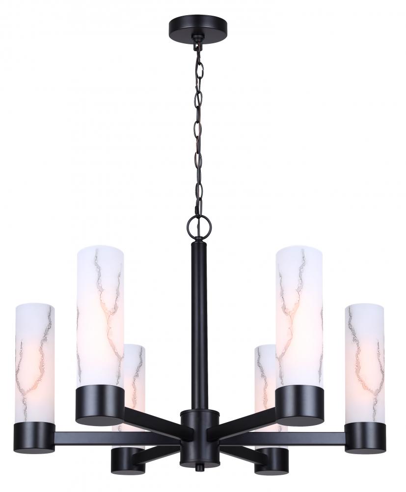 KRISTELLA 6 Light Matte Black Glam Chandelier for Dining Rooms and Living Rooms