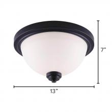 Canarm IFM326A13BK - Portia, IFM326A13BK, MBK Color, 2 Lt Flushmount, Flat Opal Glass, 60W Type A, 13" W x 7" H