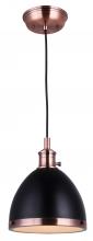 Canarm IPL409B01BKA - ESHER, 1 Lt Cord Pendant, 60W Type A, On/Off, 8" W x 59" H