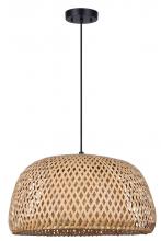 Canarm IPL2025B01BK - SARIEL, IPL2025B01BK, MBK Color, 1 Lt Cord Pendant, Bamboo, 60W Type A, 18" W x 11 - 59" H