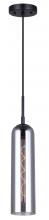 Canarm IPL740B01BK - ELOISE, IPL740B01BK, MBK Color, 1 Lt Cord Pendant, Smoked Glass, 60W Type A, 4.75" W x 22 - 69&#