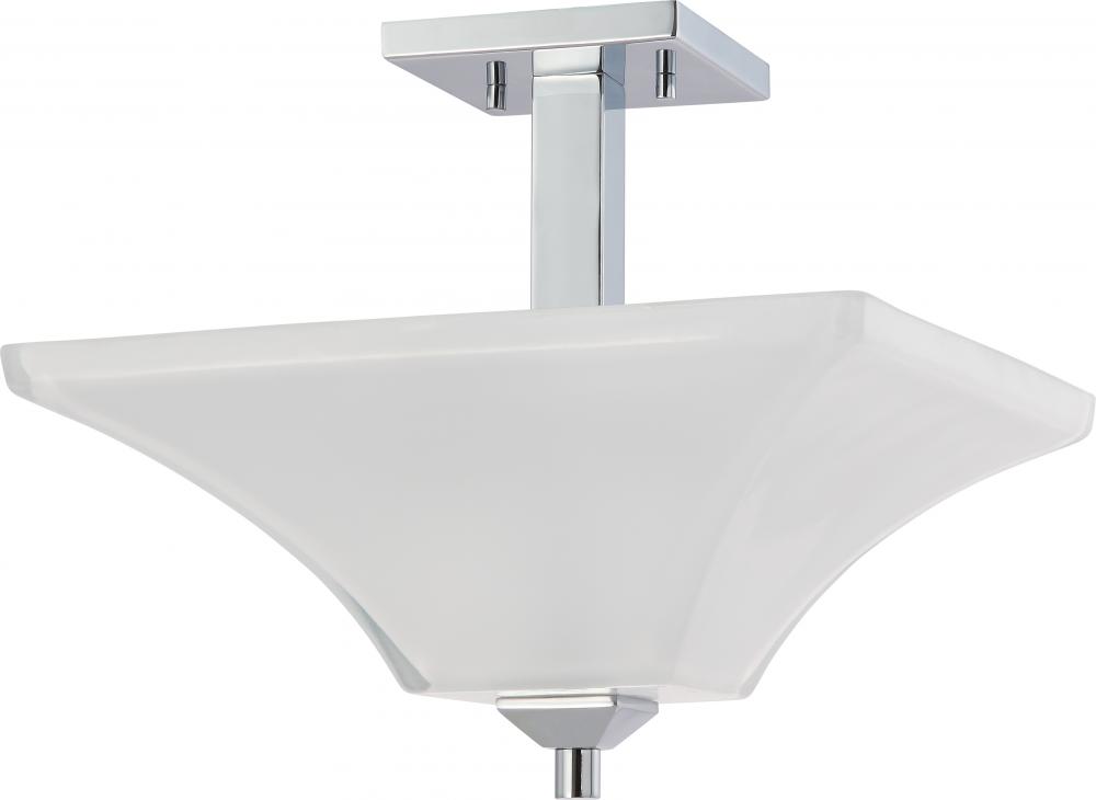 Parker - 2 Light Semi Flush with Sandstone Etched Glass - Polished Chrome Finish