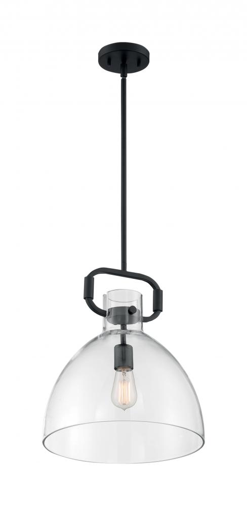 Teresa - 1 Light Pendant with Clear Glass - Matte Black Finish