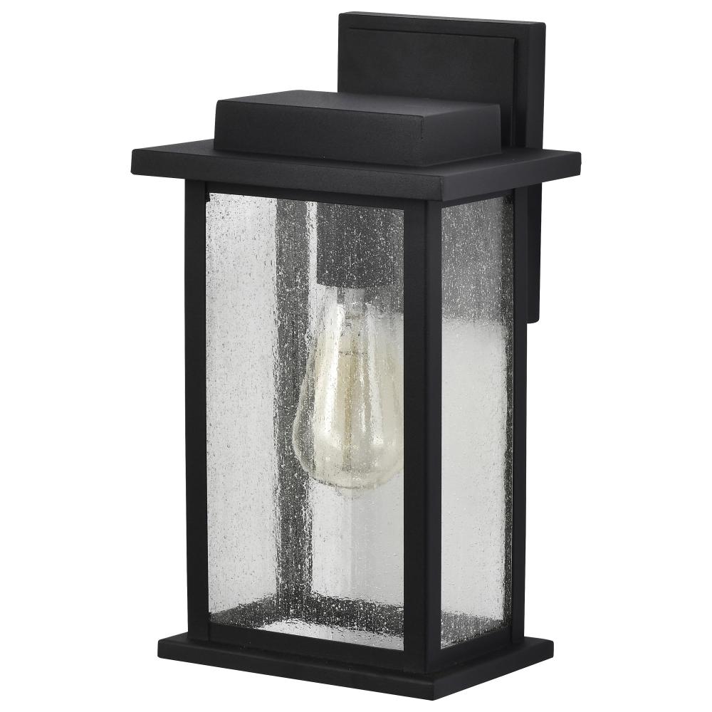 Sullivan; 1 Light Medium Wall Lantern; Matte Black with Clear Seeded Glass