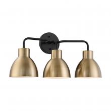 Nuvo 60/6793 - Sloan - 3 Light Vanity - Matte Black and Burnished Brass Finish