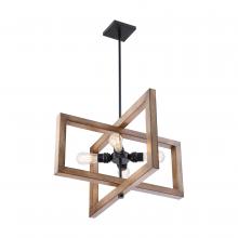 Nuvo 60/6825 - Beacon - 4 Light Large Pendant - Black and Honey Wood Finish