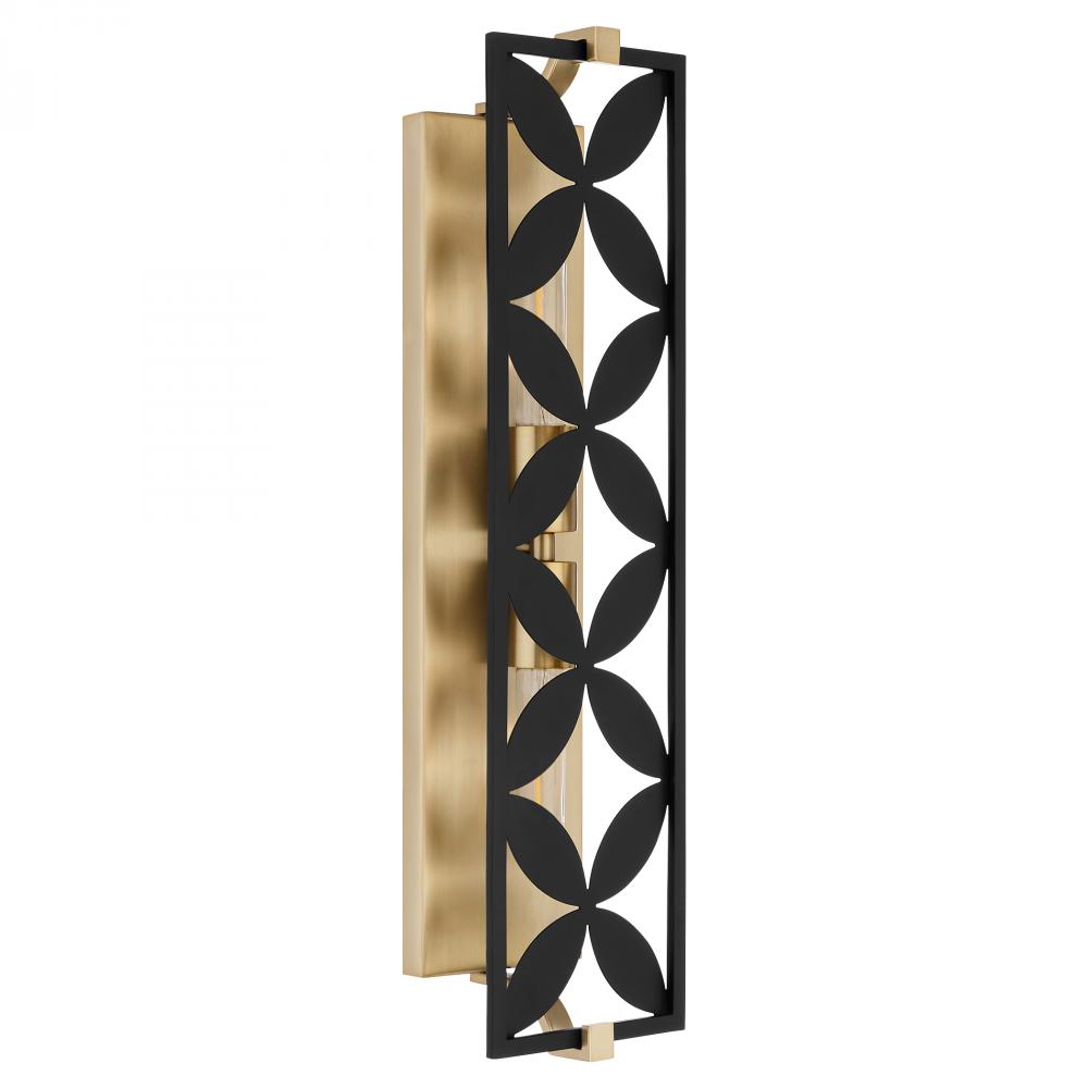 Mariposa 2 Light Vanity, Matte Black, Aged Brass