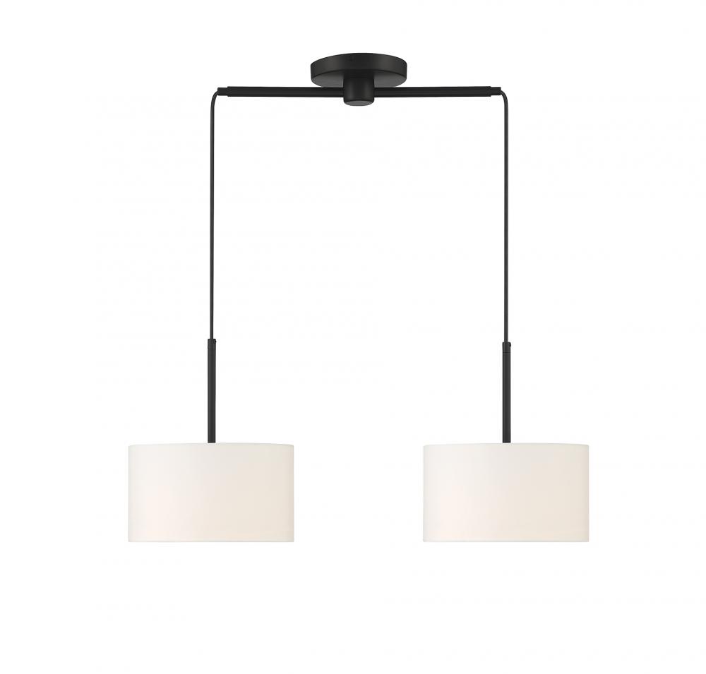 2-Light Linear Chandelier in Matte Black