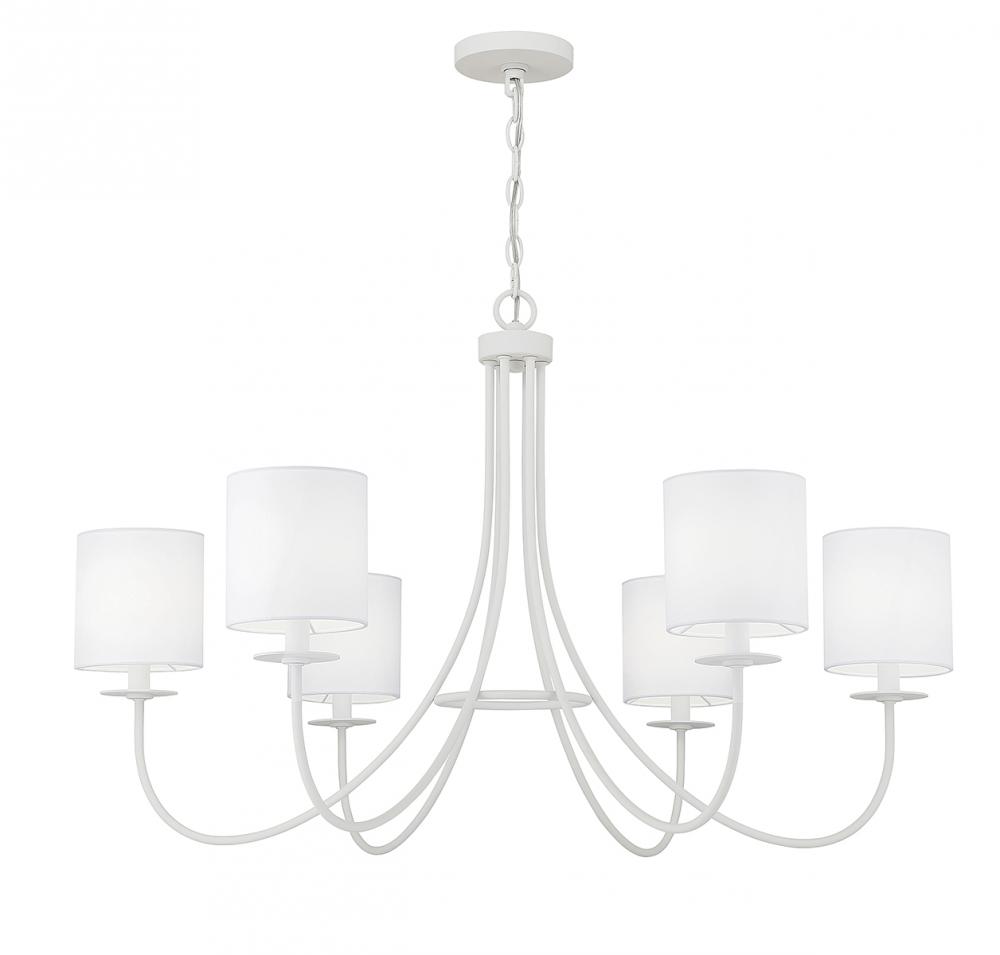 6-Light Chandelier in Bisque White