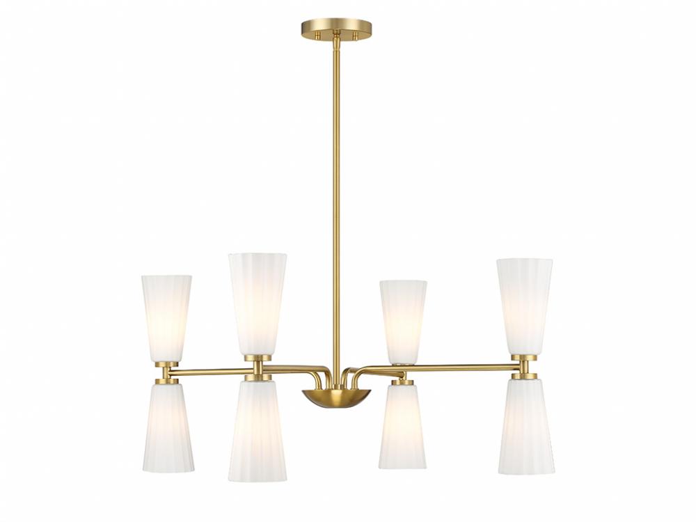 8-Light Chandelier in Natural Brass