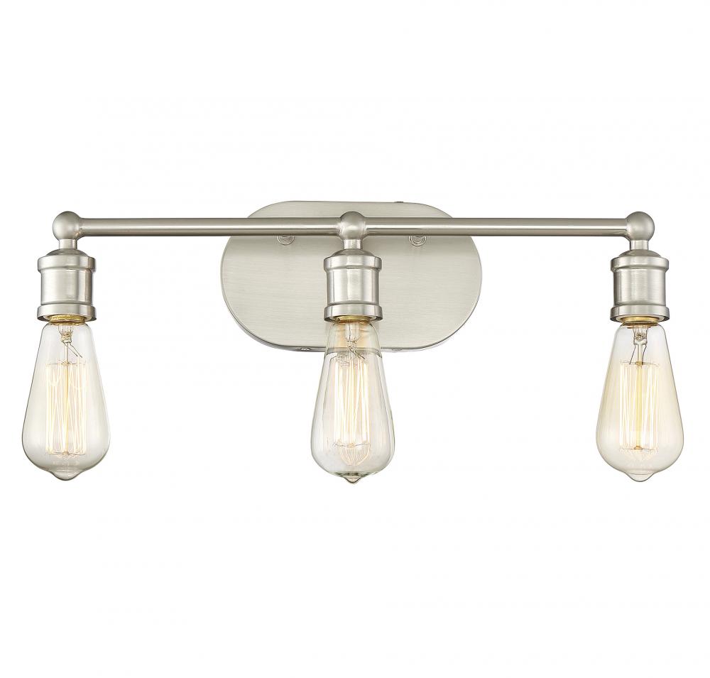 3-Light Bathroom Vanity Light in Brushed Nickel