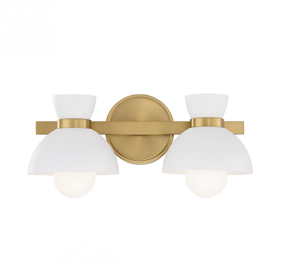 2-Light Bathroom Vanity Light in Natural Brass