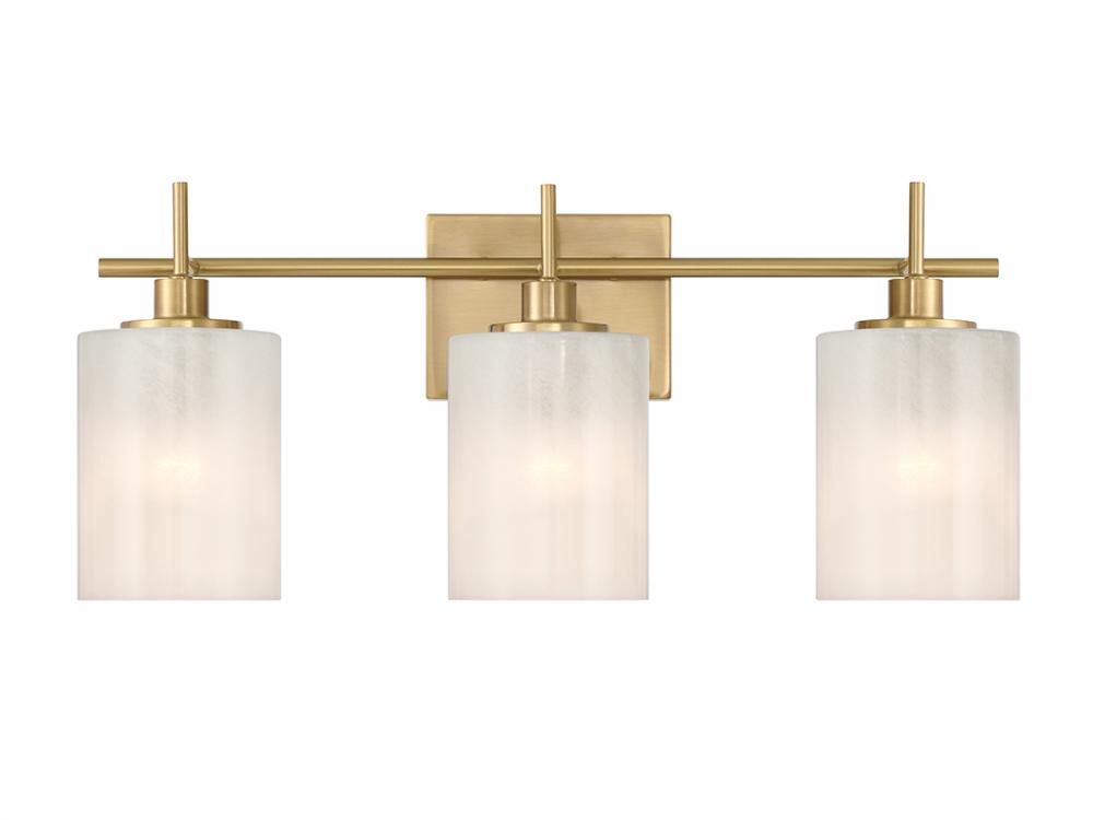 3-Light Bathroom Vanity Light in Natural Brass