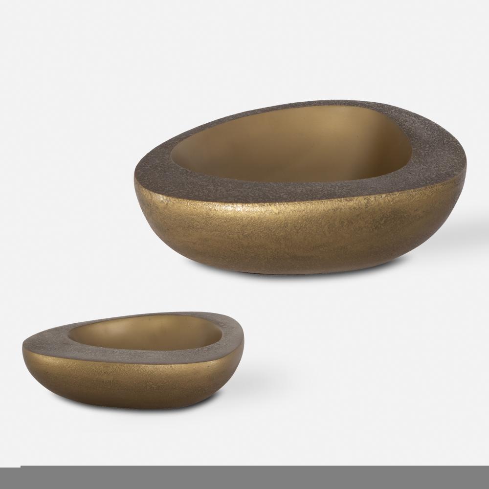 Ovate Brass Bowls, Set Of 2