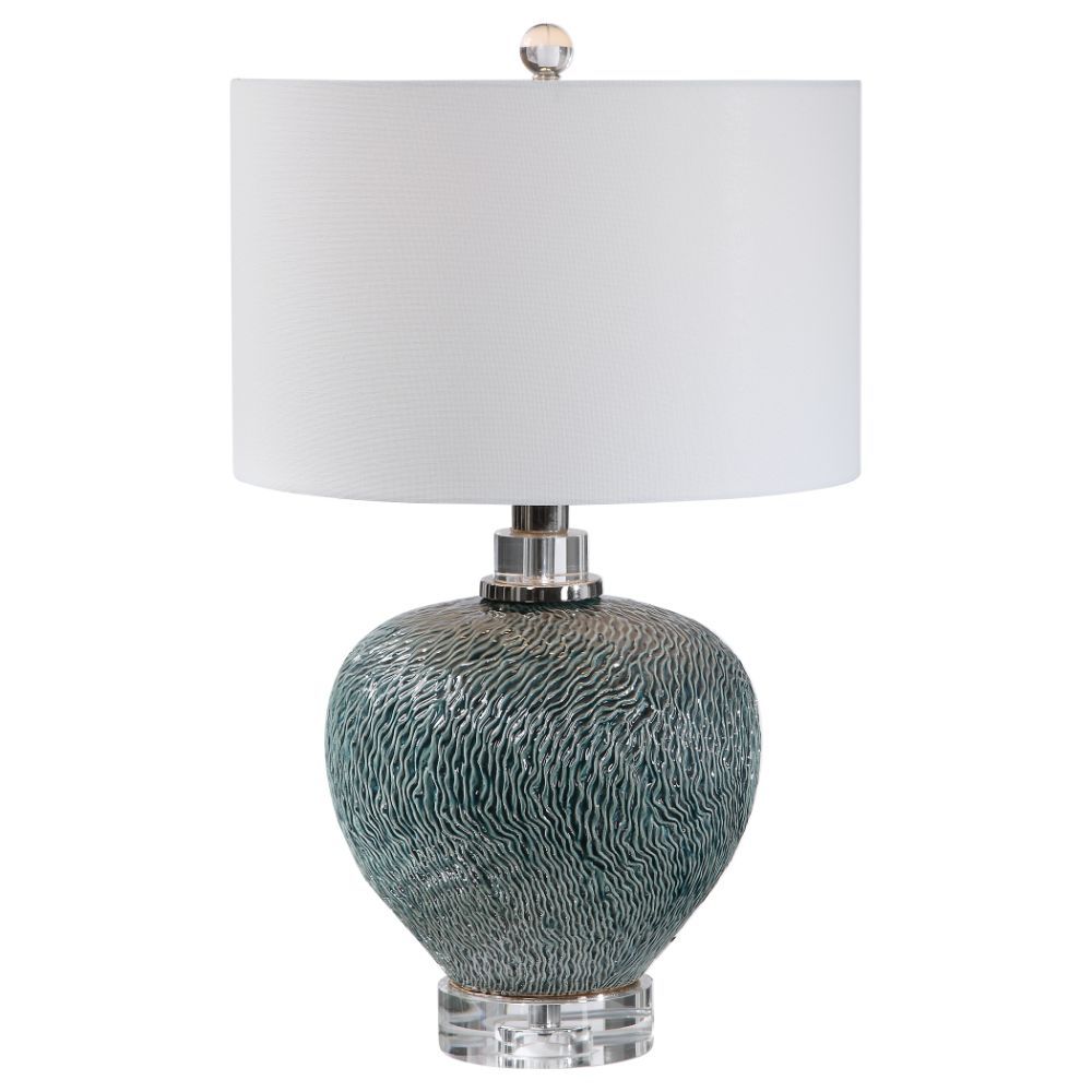 large teal table lamp